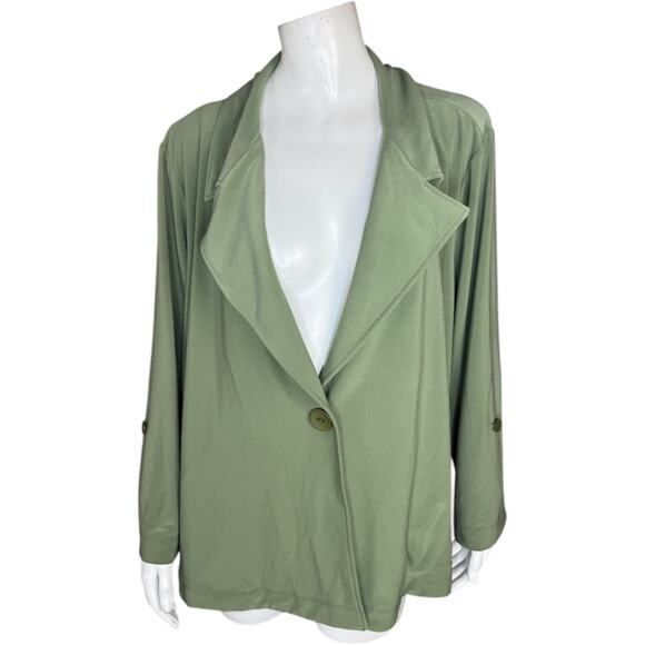 GRAVER Susan Graver LK Luxe Petite Notch Collar Jacket Tarragon X-Large Petite - Picture 1 of 13